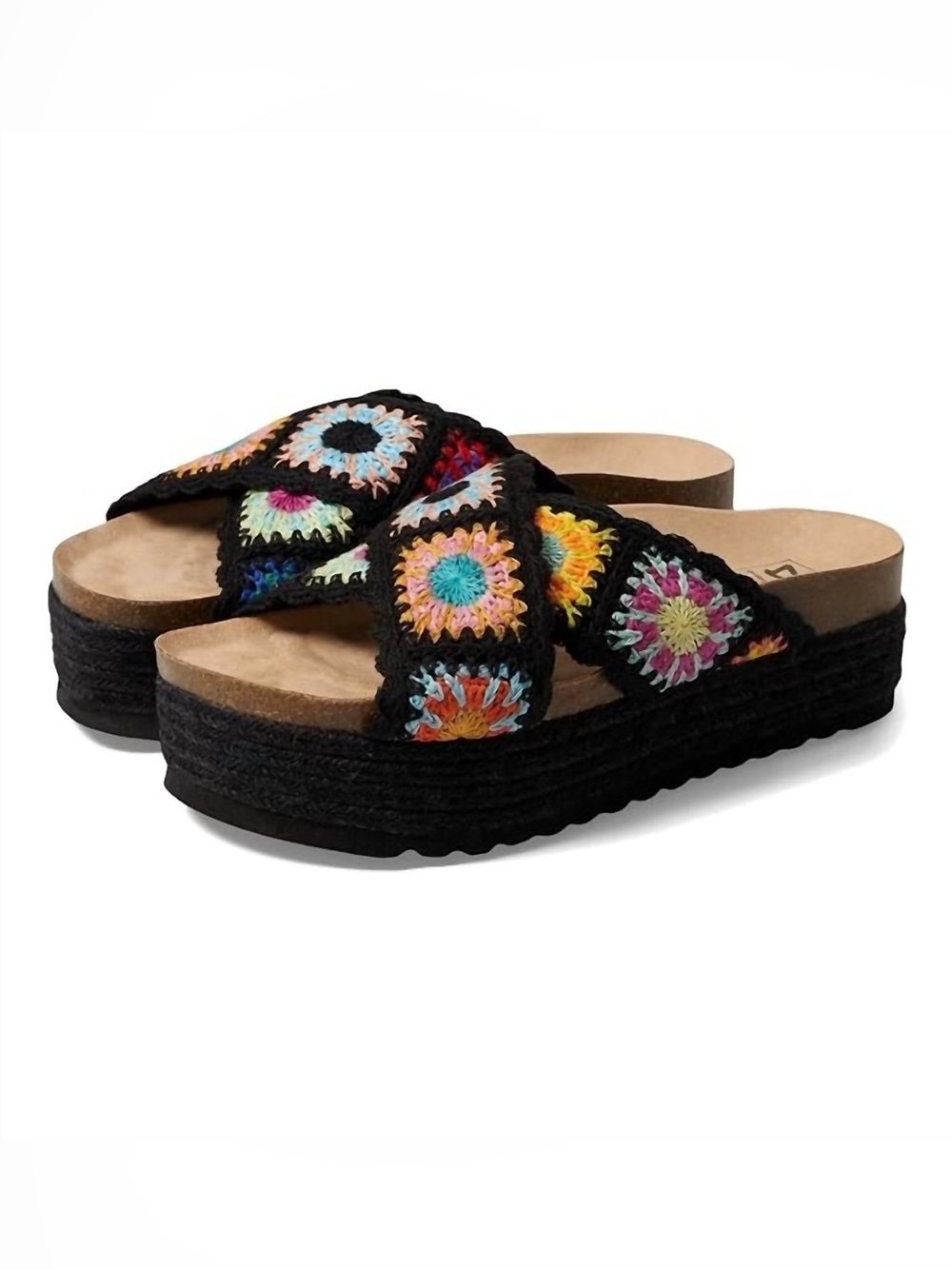 CHINESE LAUNDRY Plays Granny Square crochet knit Platform Sandals 7.5